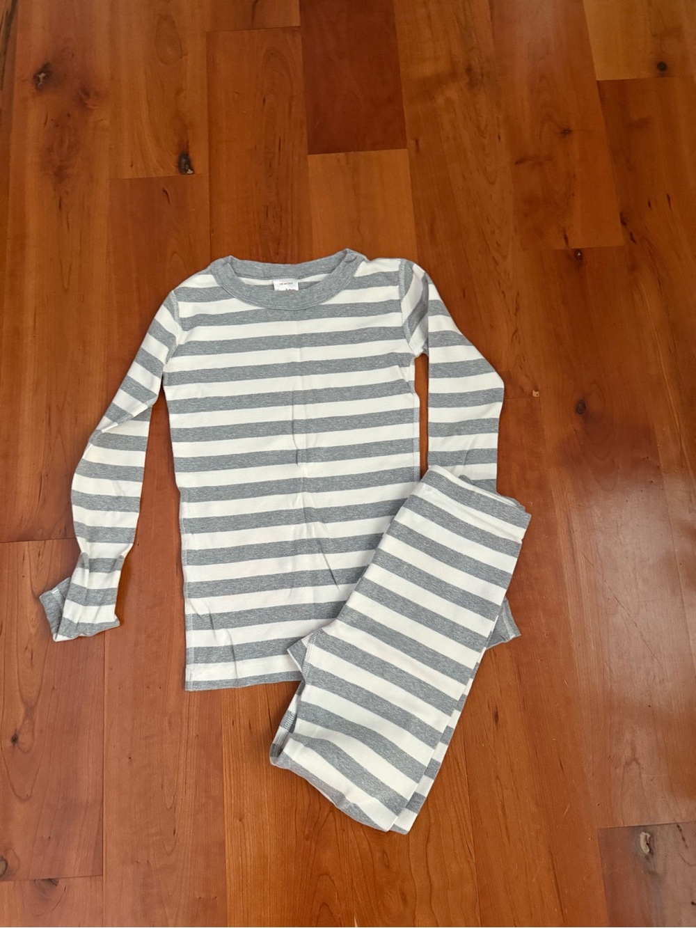 Gray and White Stripe Kids Pajama Set